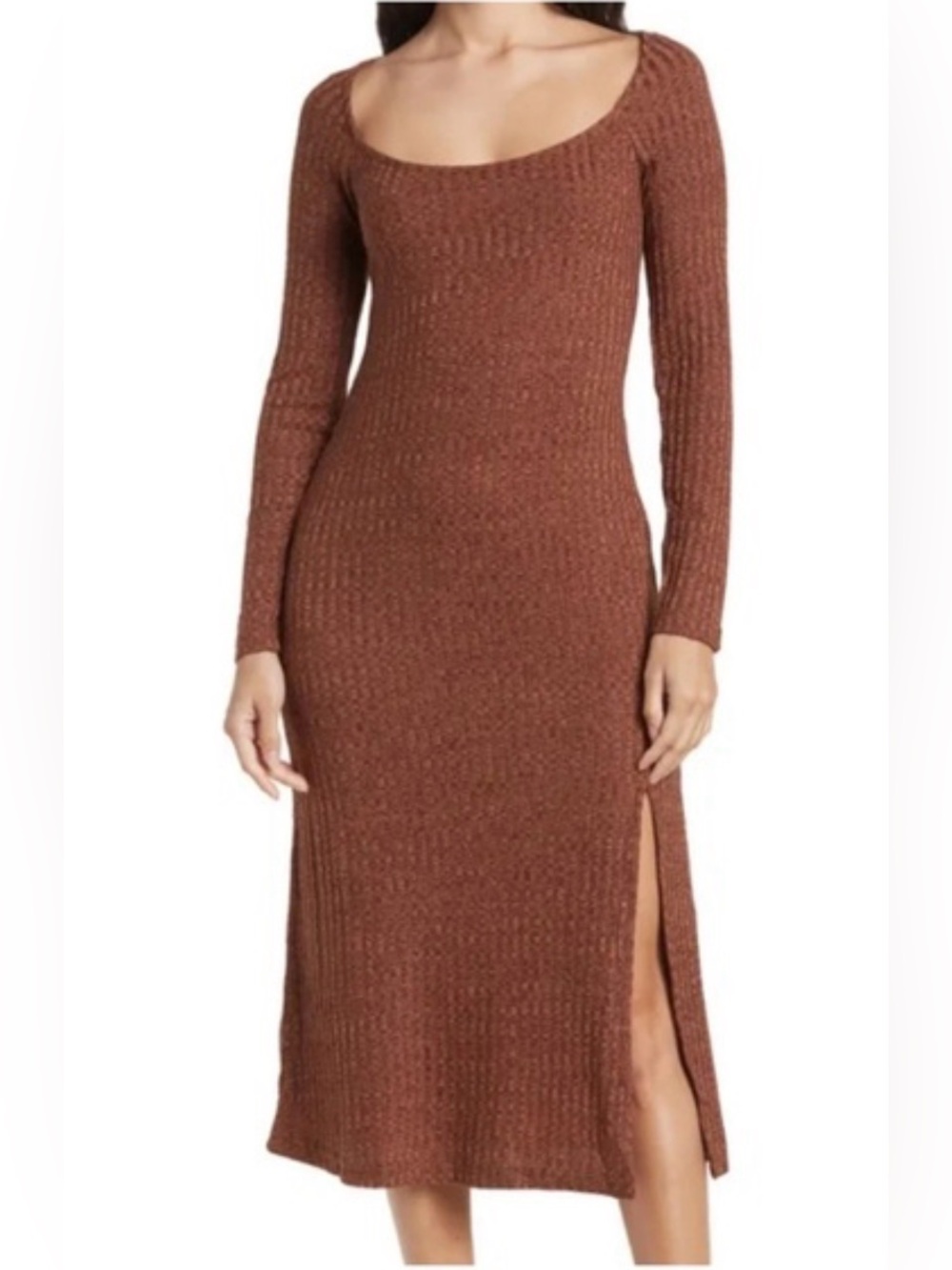ASTR Brown Hi-Slit Midi Dress Size Large (10-12) NWT